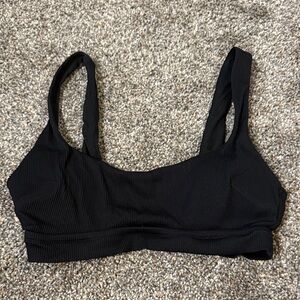 Aerie Black Ribbed Scoop Swim Top